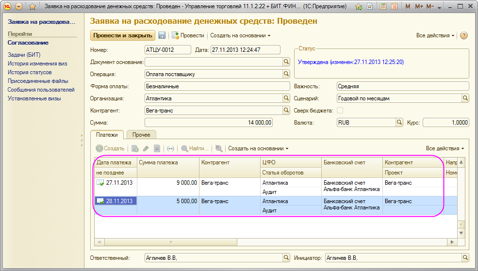 На основе сметы организуется контроль расхода денежных средств на проект и определяется